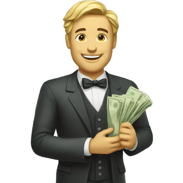 rich man with money is happy emoji