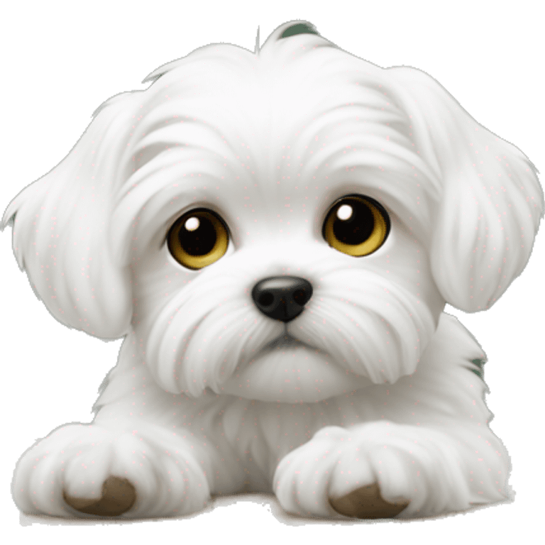 Maltese puppy with emoji