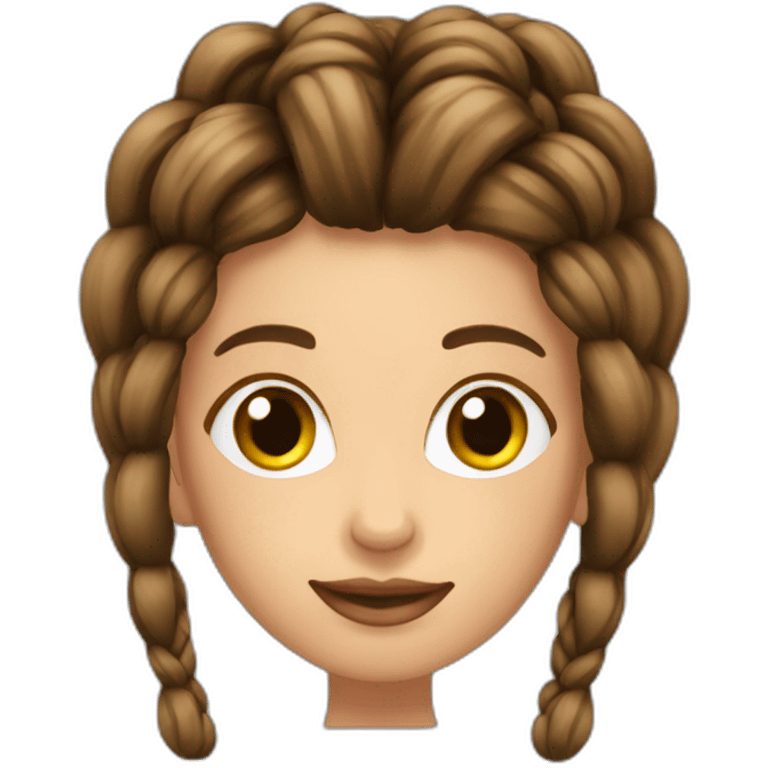 Mujer con much braids box hair castaño con magnifier emoji