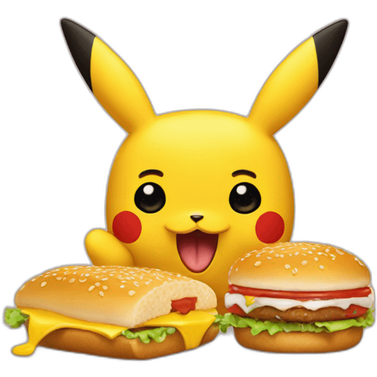 picatchu eats a Mc Donald's emoji