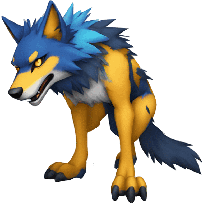  Cool Edgy Colorful Digimon-Fakemon-Wolf with edgy markings full body emoji