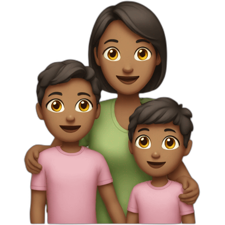 a mother with his three children emoji