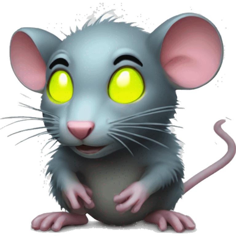 dirty rat with glowing neon emoji