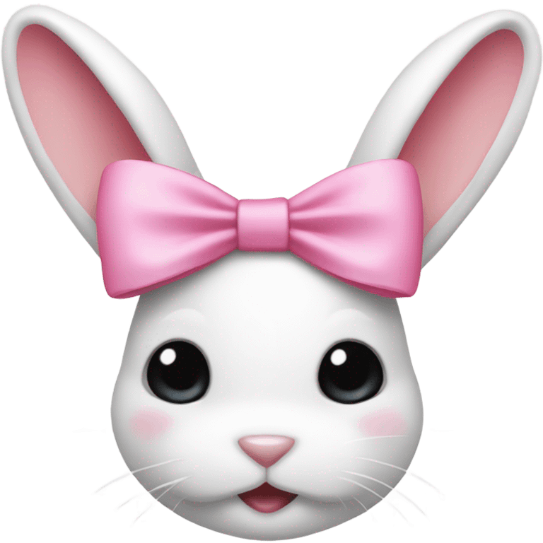 coquette pink bow on a white bunny  emoji