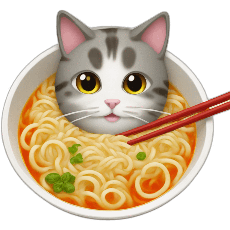 cat in a ramen soup emoji