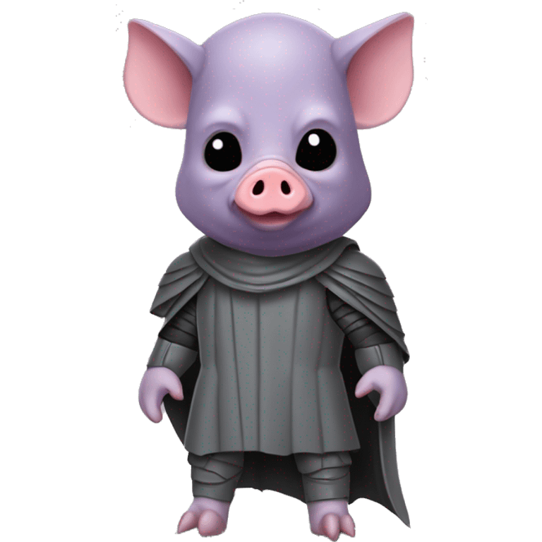 Lavender gray Pig darth Vader mask face pig armadillo walking darth Vader fanned tail feathered tail pig armadillo darth Vader face emoji