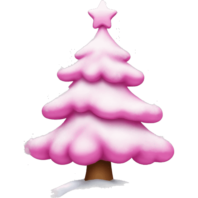 pink christmas tree with snow emoji