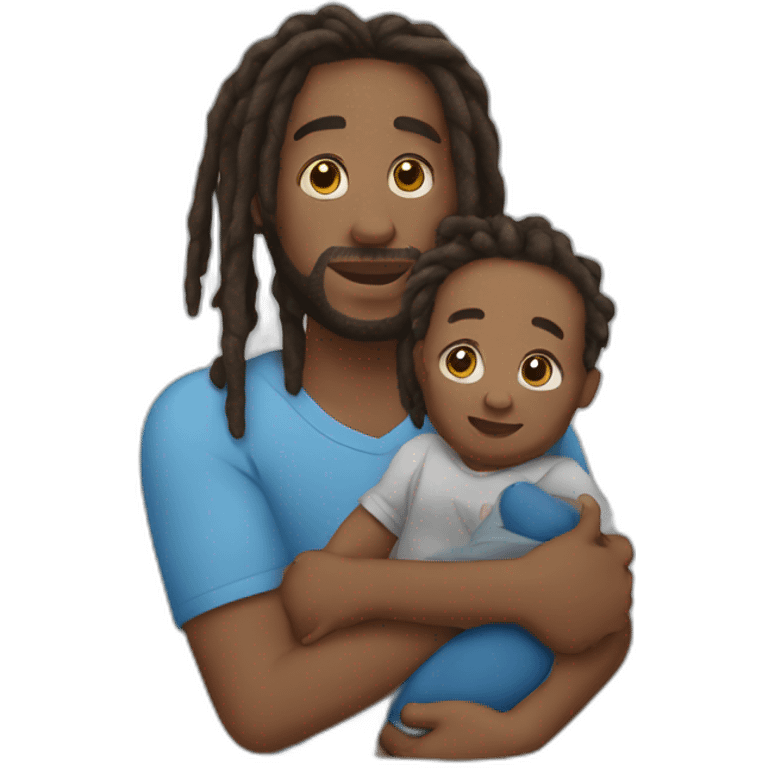 man with dreads with baby in arms  emoji