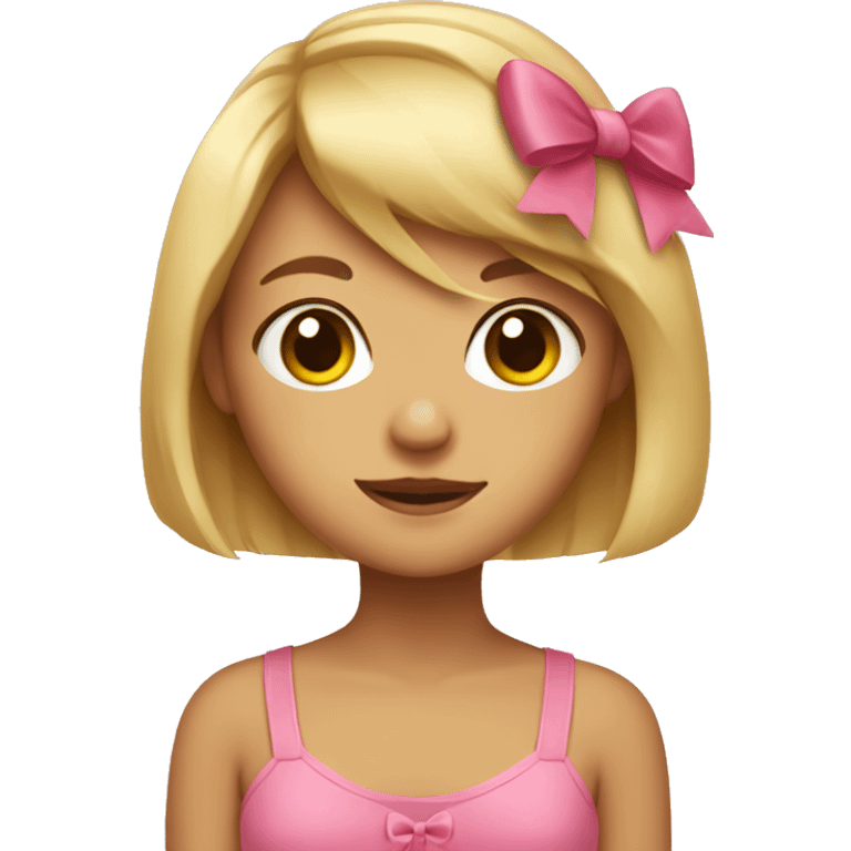 Cute girl with bow on a hair bob emoji