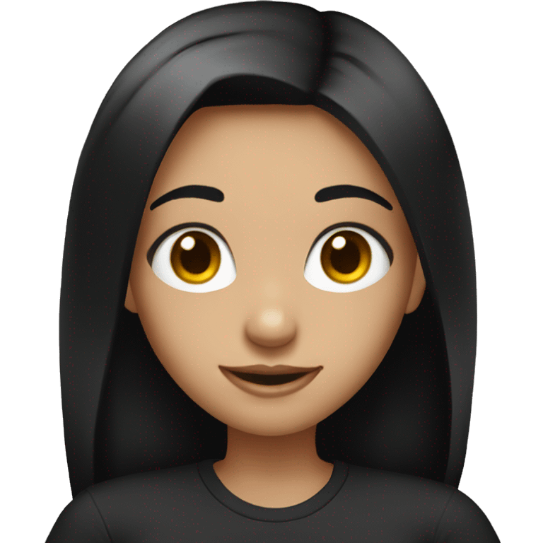 Girl with black hair black eyes and black t-shirt smile emoji