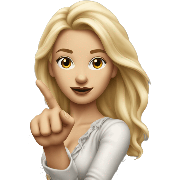 Blonde elegant women with LONG HAIR, her Body Covered with Tattoos, POINTING YOU FORWARD with her HAND with INDEX FINGER, Hyper Realistic emoji