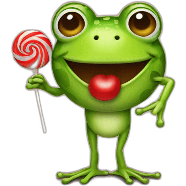 Frog holding a lollipop  emoji