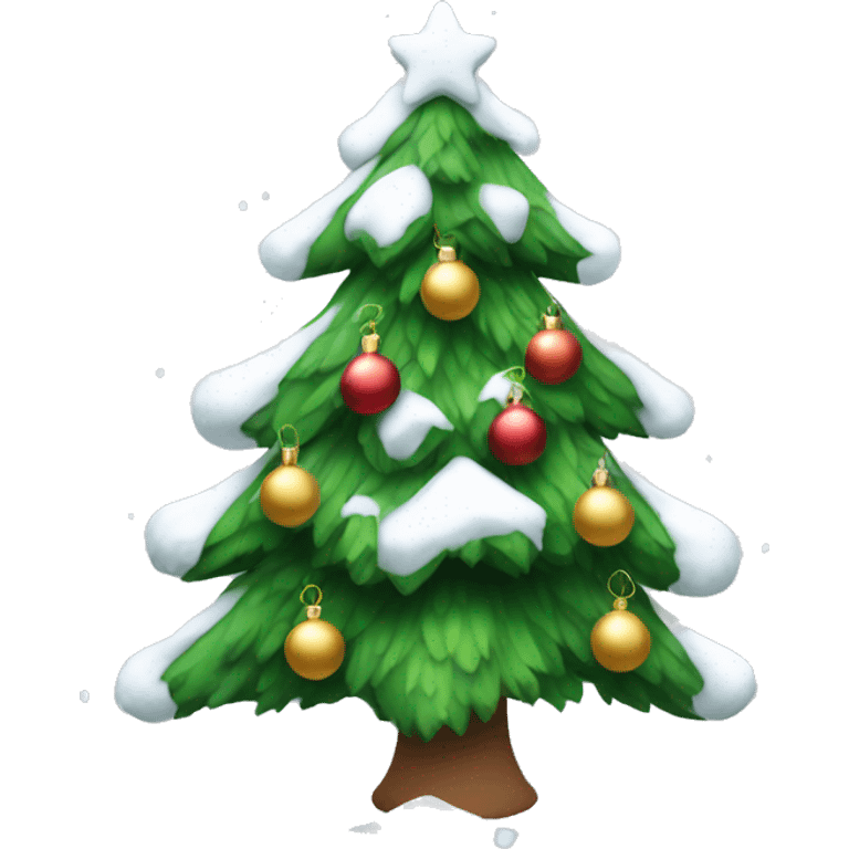 christmas tree with snow and ornaments  emoji