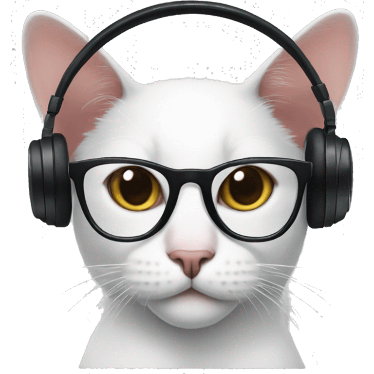 cat with black glasses and headphone emoji