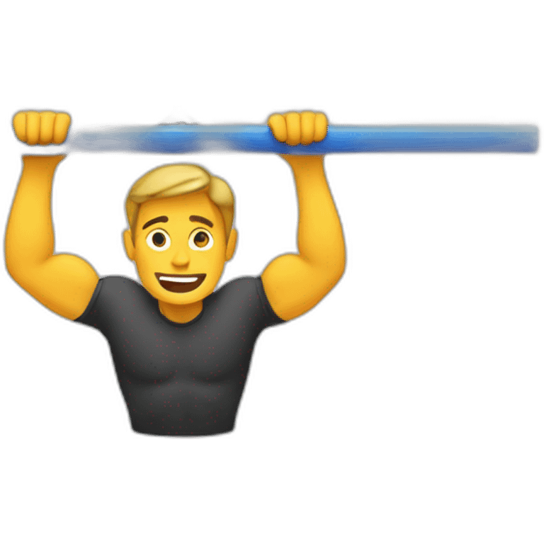 A man is hanging from a pull-up bar emoji