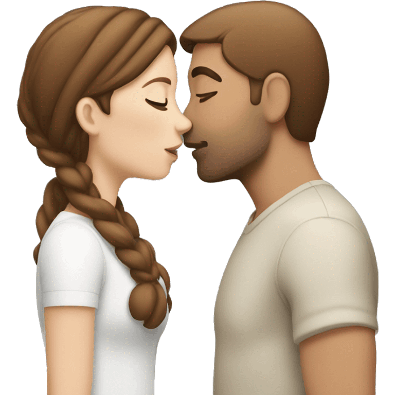 Man and woman kissing white skin brown hair emoji