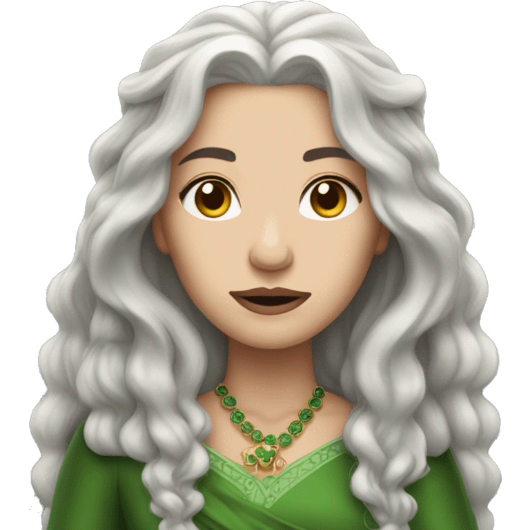 Irish Queen with light skin long gray hair and a criwn emoji