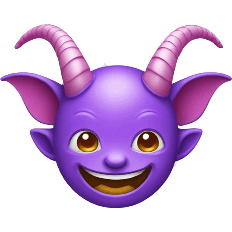 smiling violet imp face with horns flying paraglide emoji