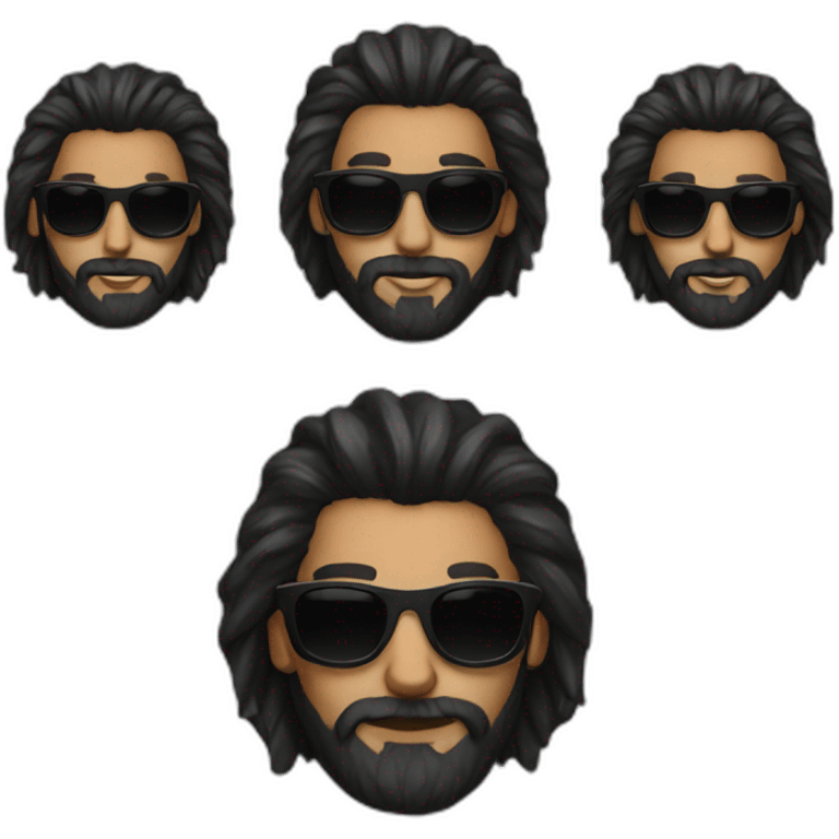 person with black sunglasses and dark brown hair goat beard emoji