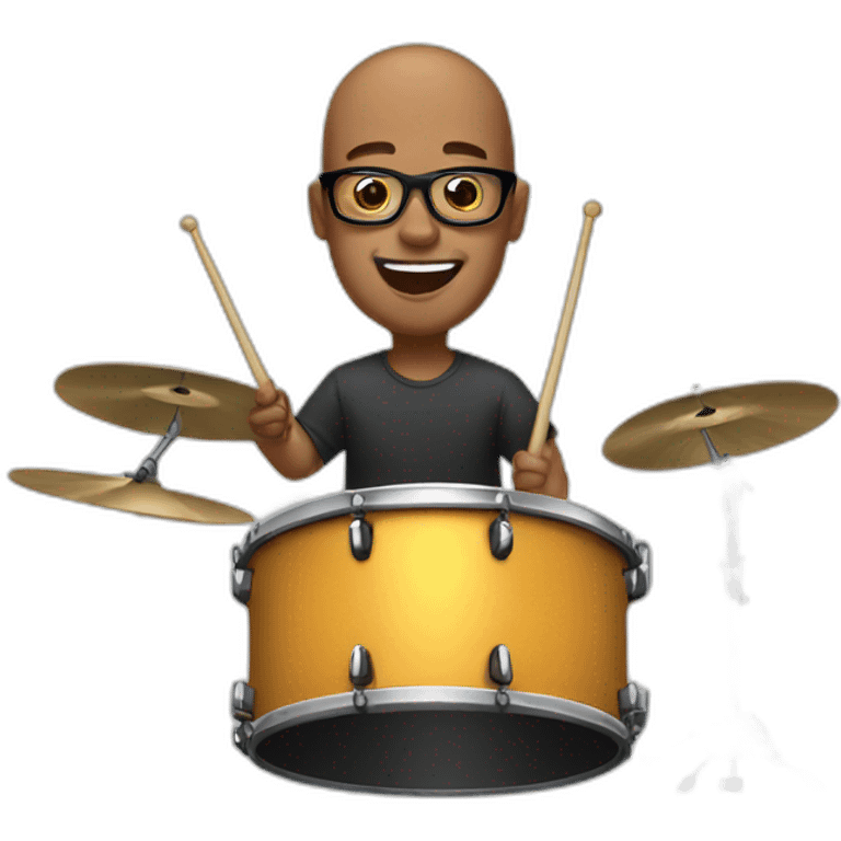 Bald Guy with glasses playing drums emoji