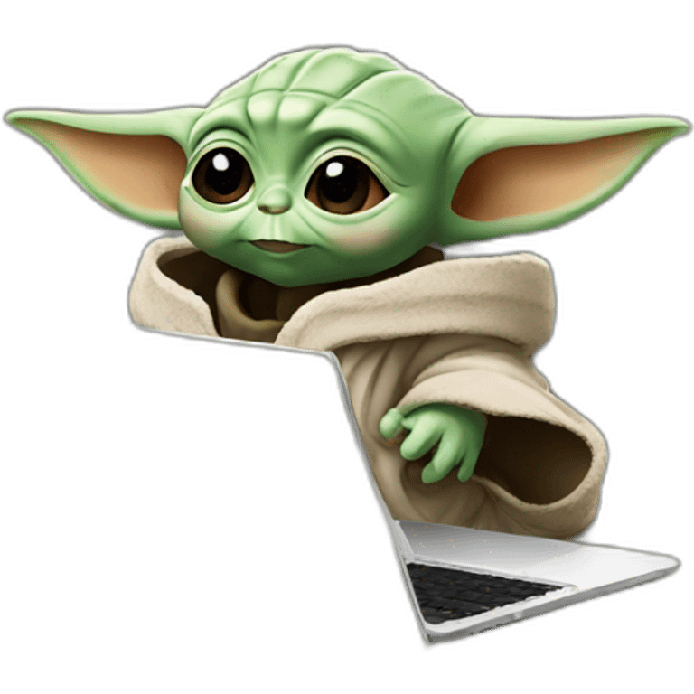 BABY YODA USING THE COMPUTER emoji