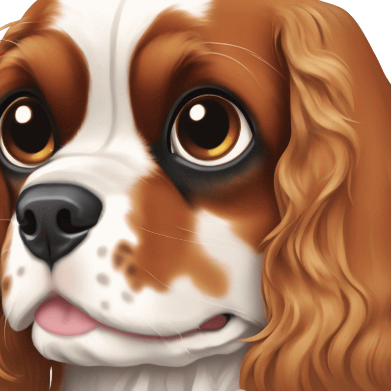 Tri-color Cavalier King Charles spaniel emoji