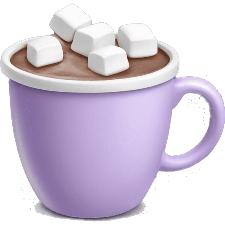 Light purple mug of hot chocolate with marshmallows  emoji