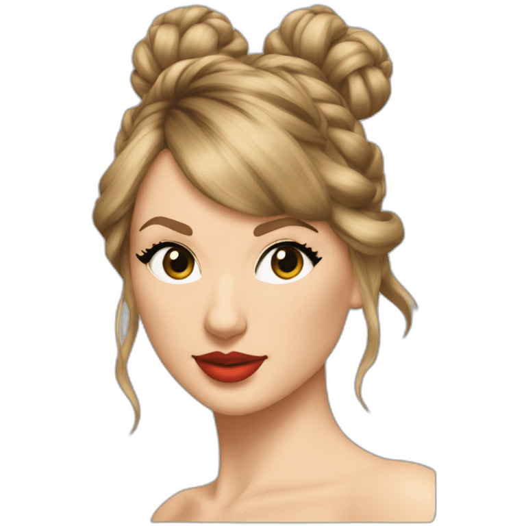 taylor swift showing her bun and face emoji