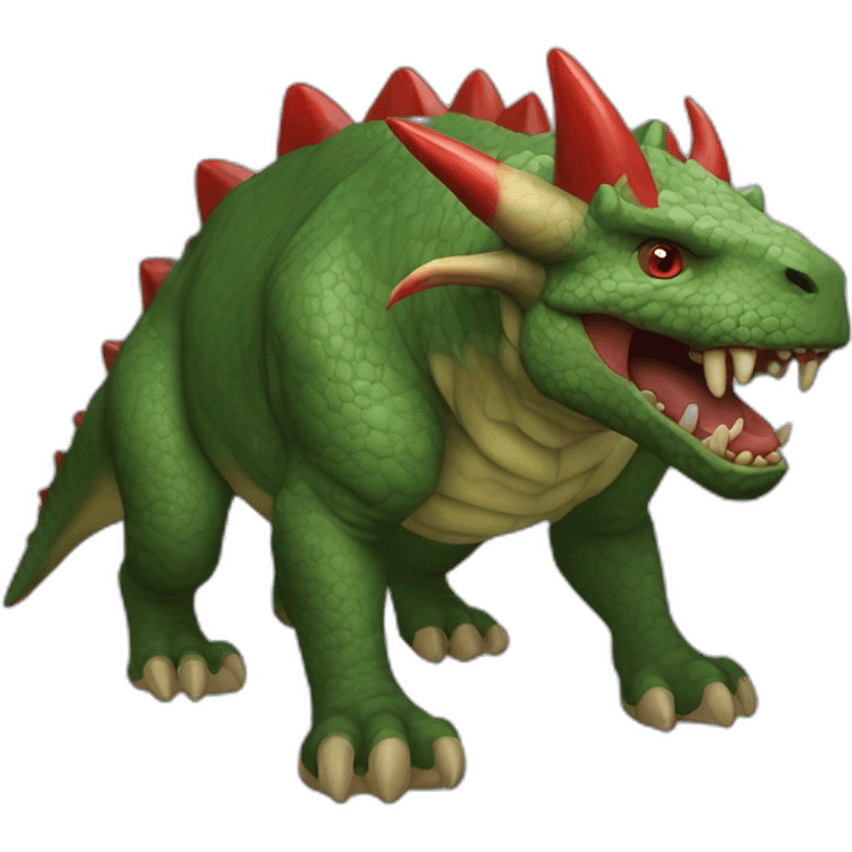 Green Tarasque six feets red horns emoji