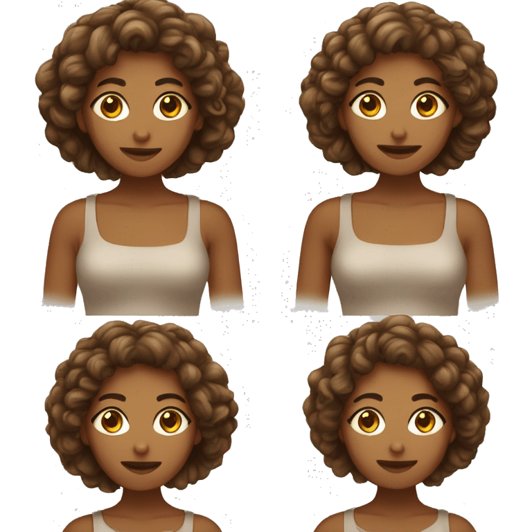 Mulher com cabelo encaracolado castanho claro e olhos castanhos  emoji