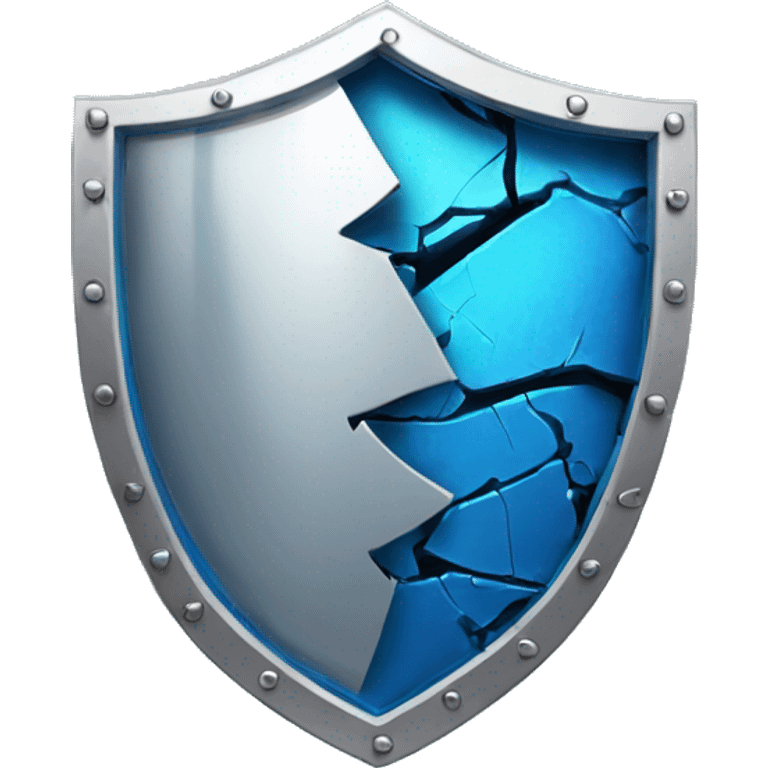 blue Broken cracked cyber shield emoji