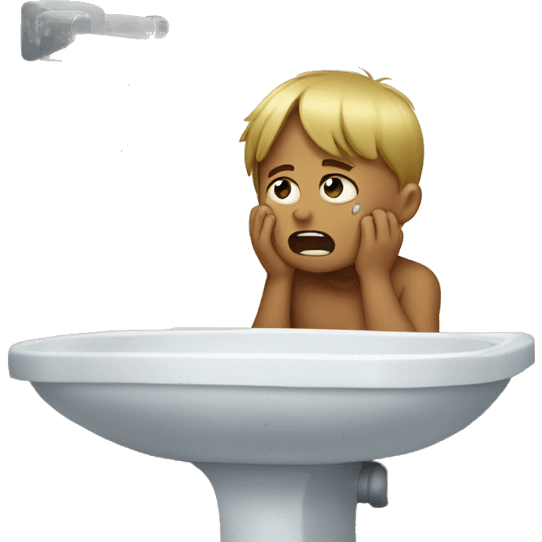 crying boy in bathroom  emoji