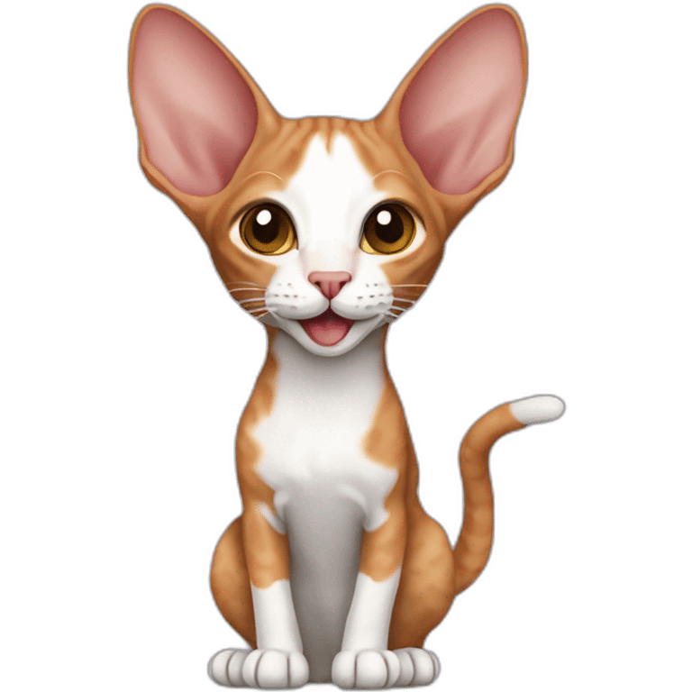 ginger colored cornish rex cat waving emoji