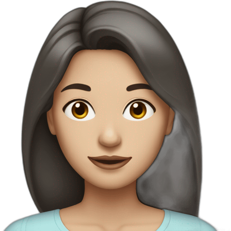 woman with long dark brown hair, wearing a light blue blouse emoji