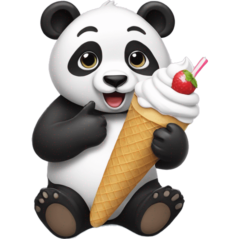 Panda eating ice cream emoji