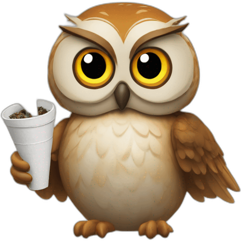 owl smokes a cone emoji