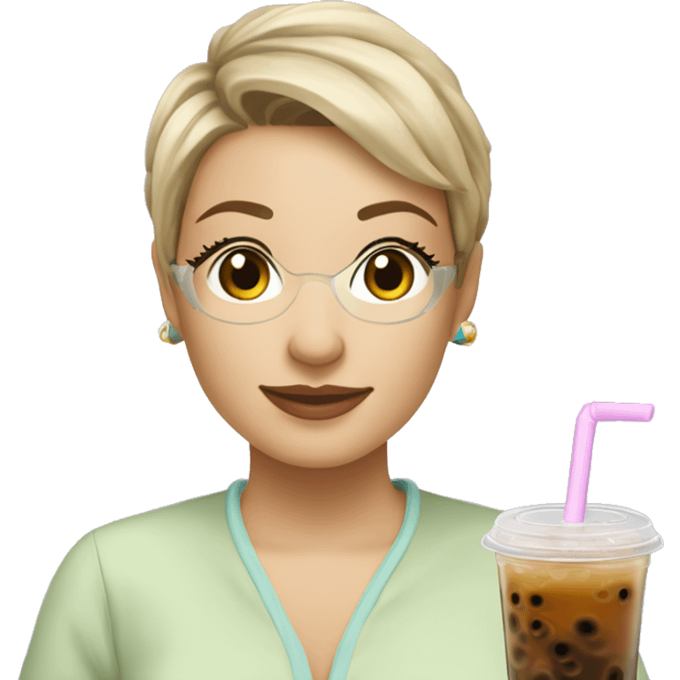 Valérie Pécresse buvant un bubble tea emoji