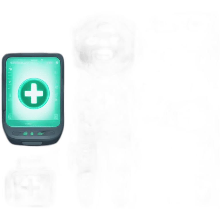 futuristic technological dark kit first aid with padscreen monitoring health emoji