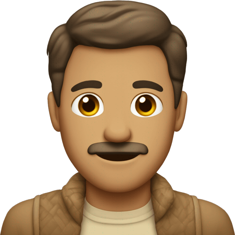 hombre con sueter beige un poco moreno y pelo cafe, sin bigote con ojos cafe oscuro emoji