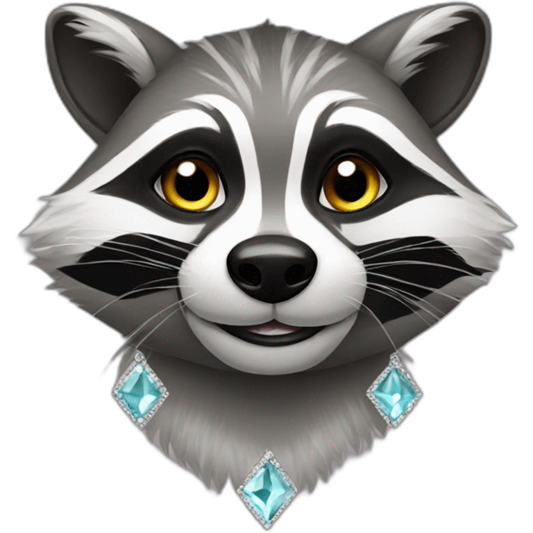 raccoon wearing diamonds emoji