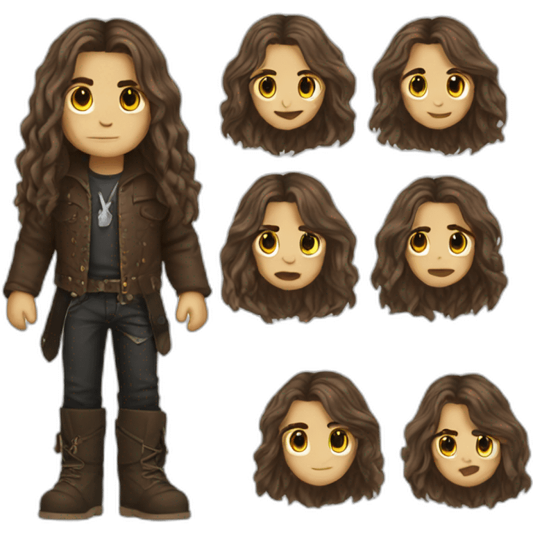 Heavy metal - long brown hair - emoji