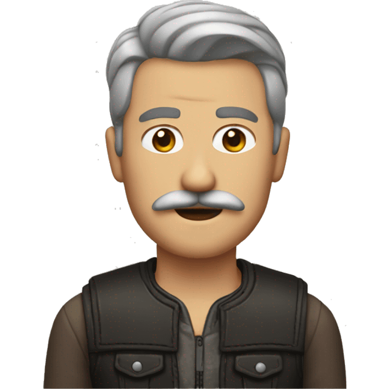 Man with mustache and leather vest emoji