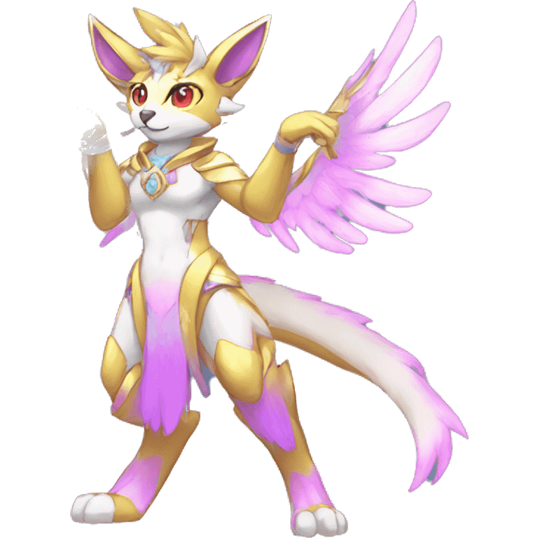 Anthro Sona Colorful Godly Celestial Shiny Fakemon Full Body emoji