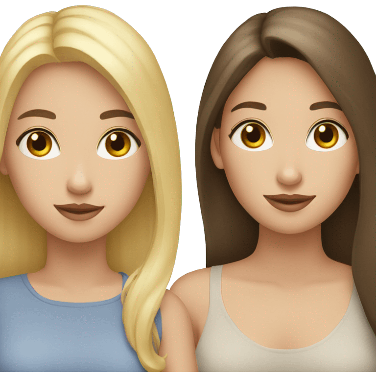 1 blonde girl and 2 brunette girls emoji