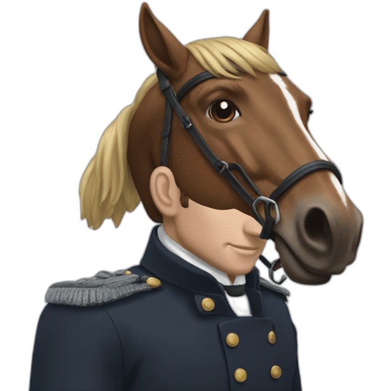 Macron qui chevauche un cheval emoji