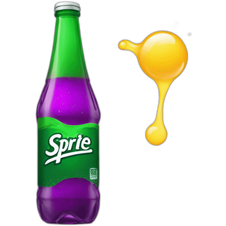 Bottle of sprite with purple liquid inside.  emoji