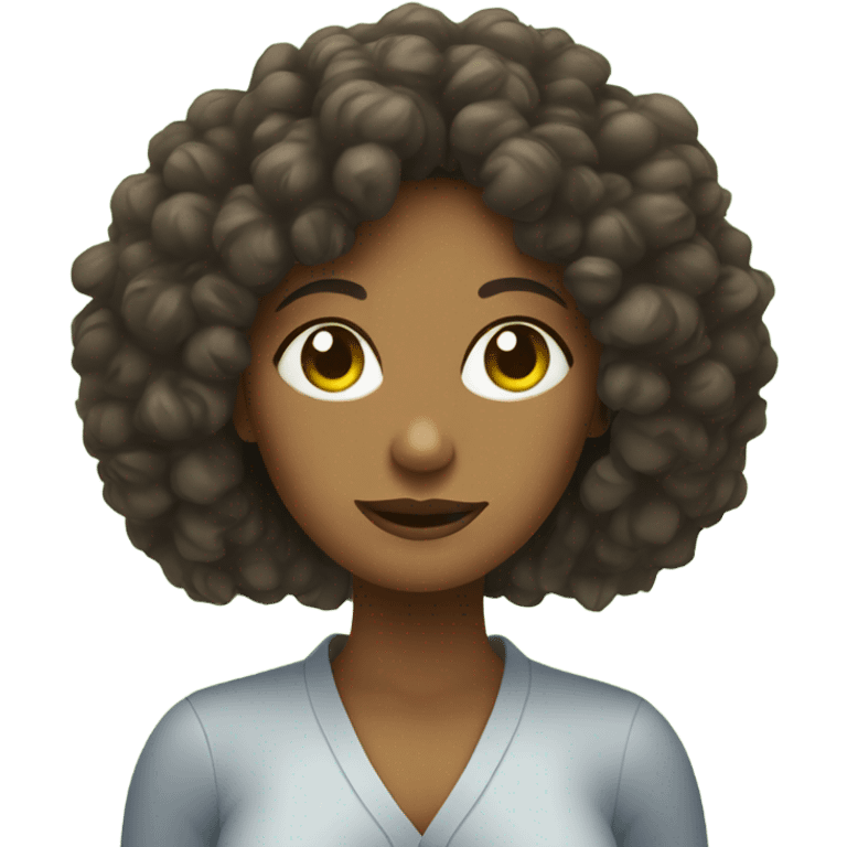 Lady with curly hair holding avocados emoji