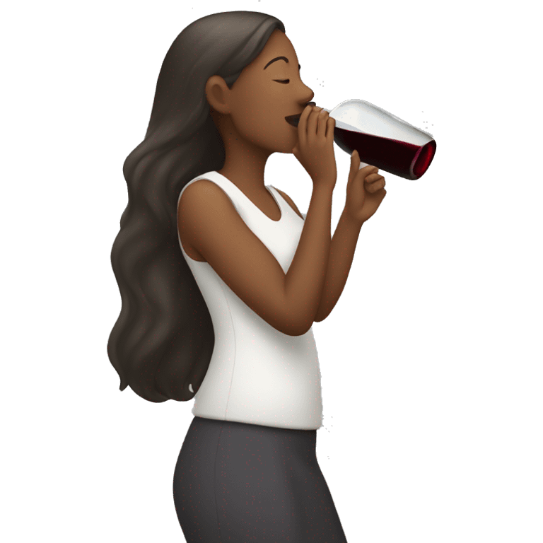 Woman drinking from wine bottle emoji