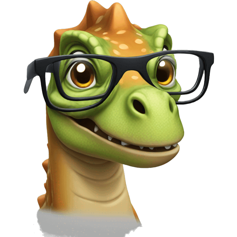 A dinosaur wearing glasses emoji