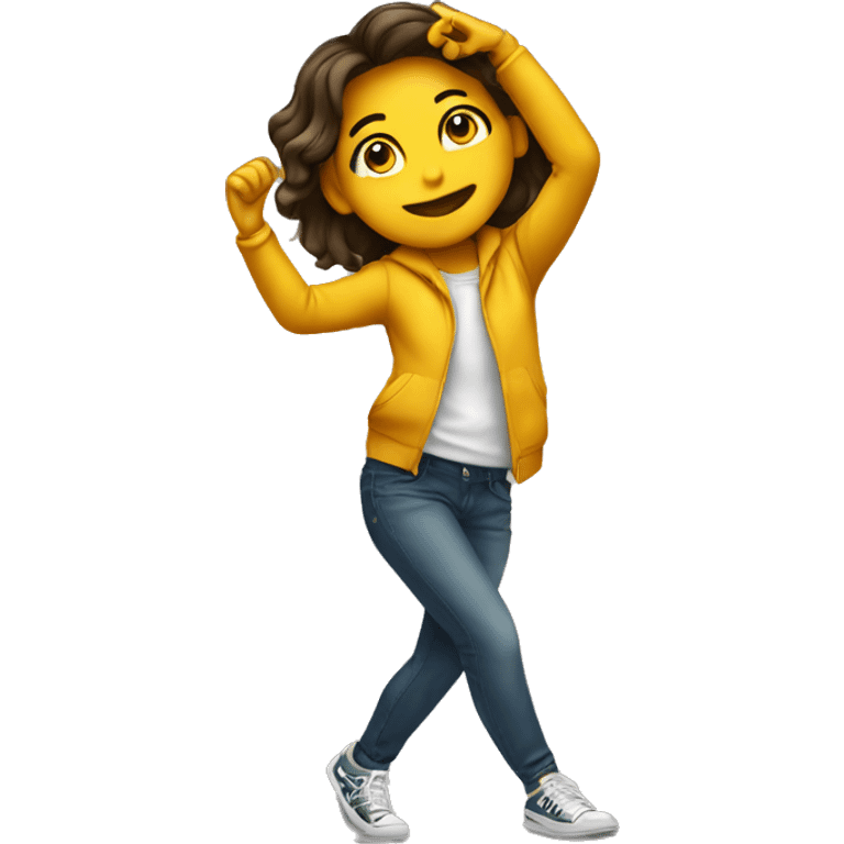 A young emoji girl dabbing emoji